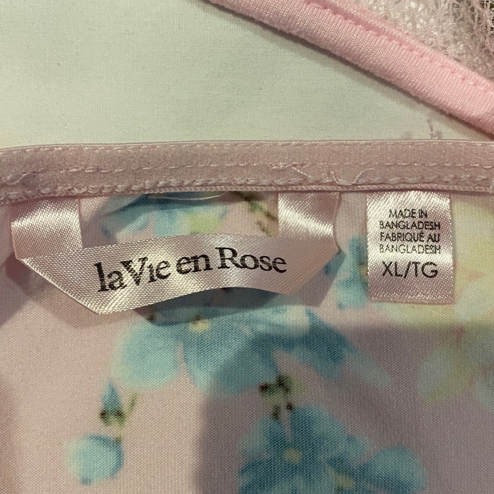 La Vie en Rose Pink Floral Lace Babydoll Chemise Sleep Dress XL - Picture 5 of 15